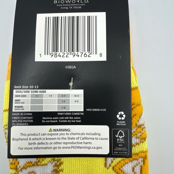 Mens lot‎ of 3 Sonic The Hedgehog And Tails Crew Socks size 10-13 NEW - Picture 8 of 12